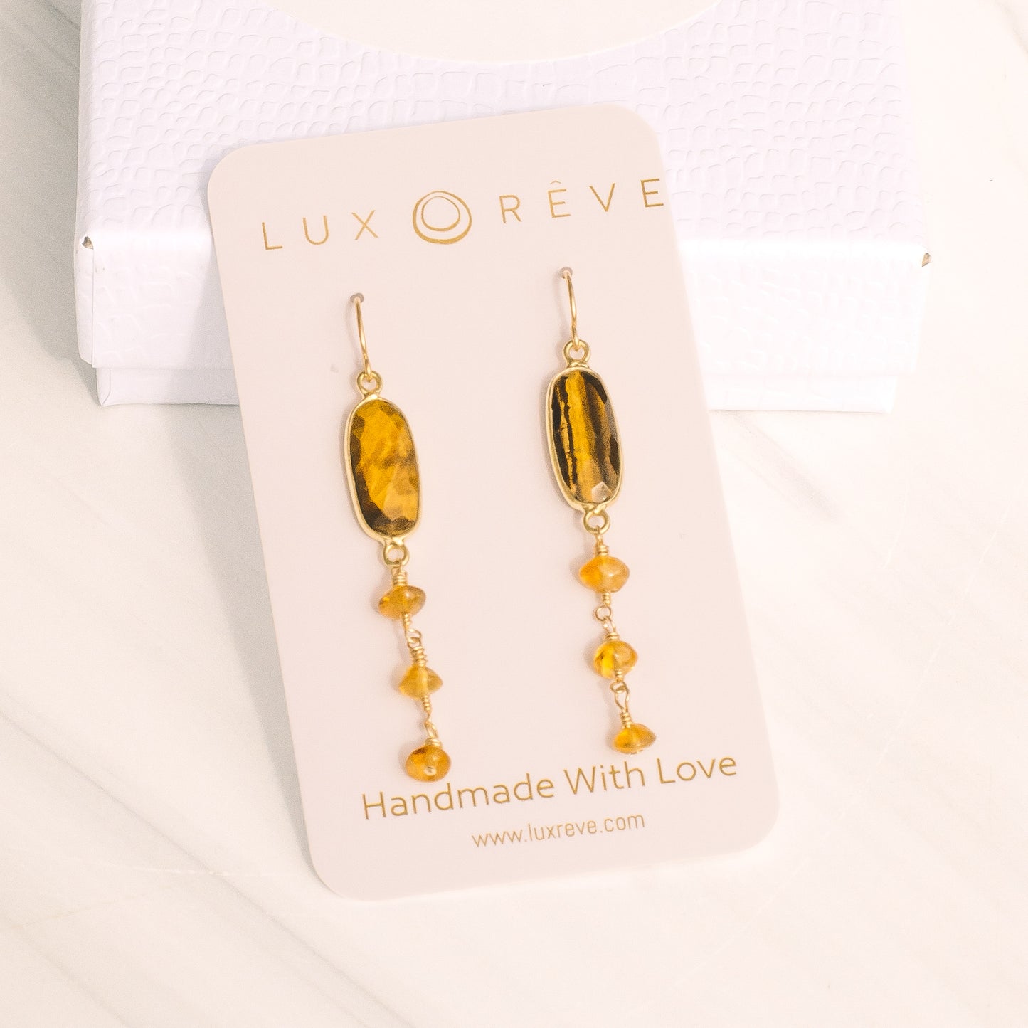 Tiger Eye and Citrine Earrings