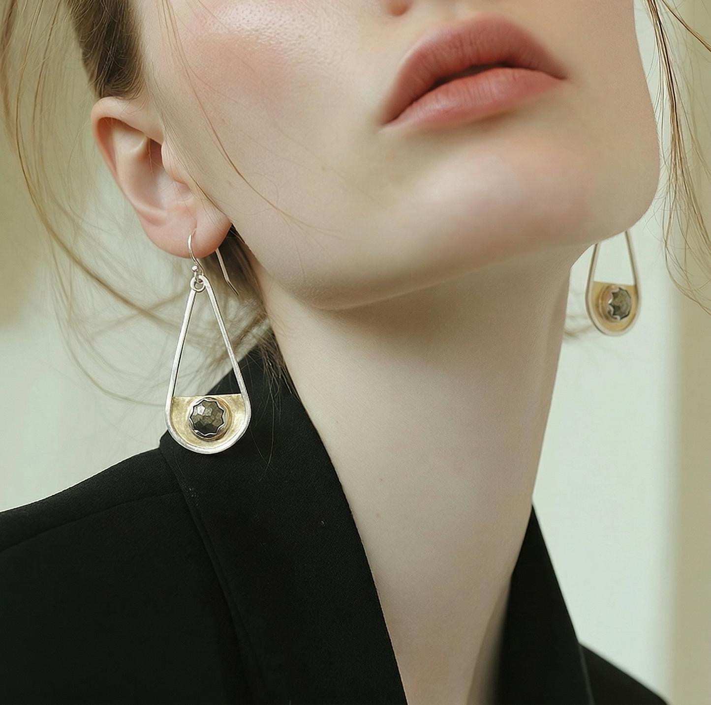 Pyrite Mixed Metal Statement Earrings - Lux Reve