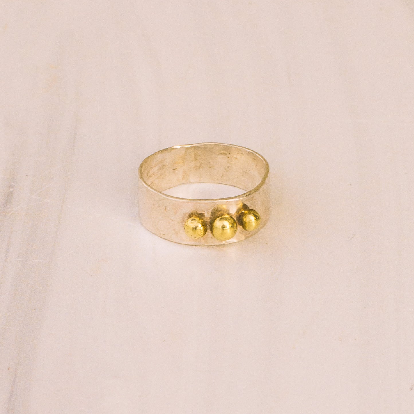 Silver and Brass Beaded Ring - Lux Reve