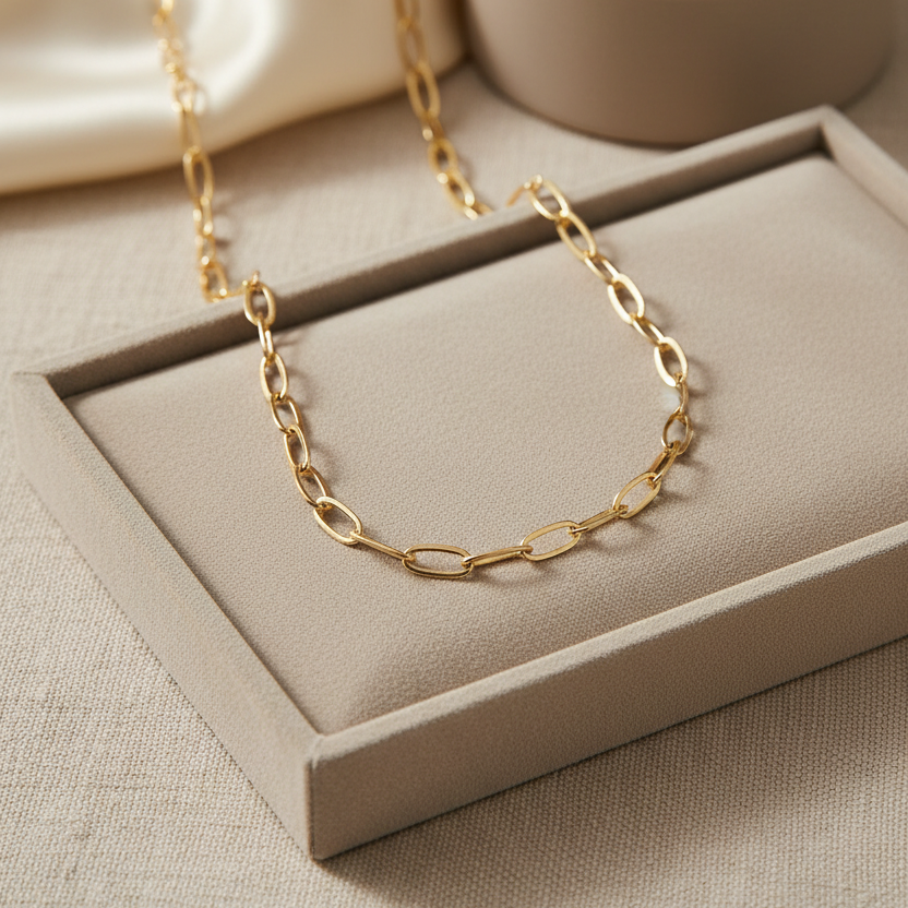 Dainty Gold Paper Clip Chain Necklace - Lux Reve