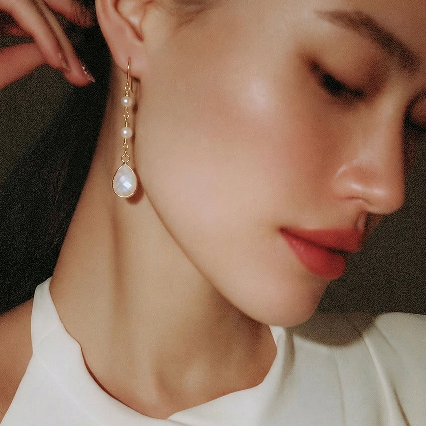 Pearl & Moonstone Drop Earrings - Lux Reve