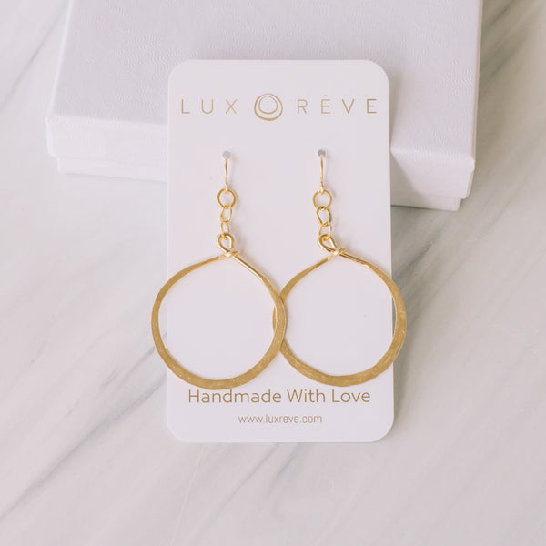 Large Gold Dangle Hoops - Lux Reve