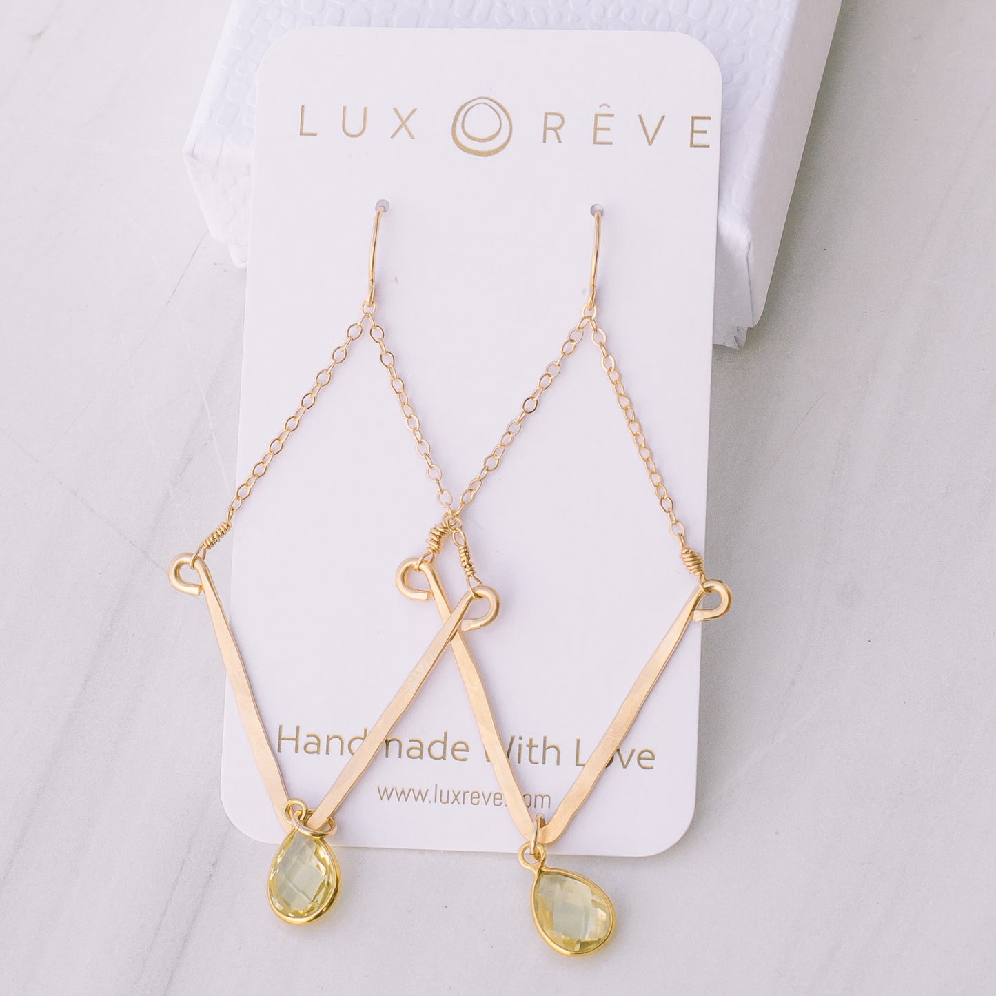 Lemon Topaz Chevron Earrings - Lux Reve
