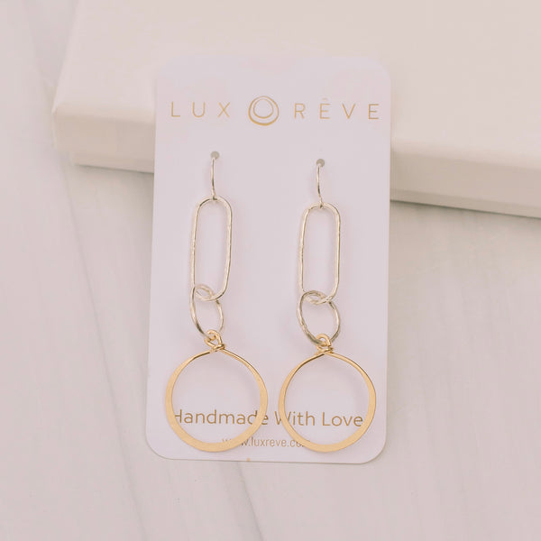 Silver and Gold Paper clip Hoop Earrings - Lux Reve