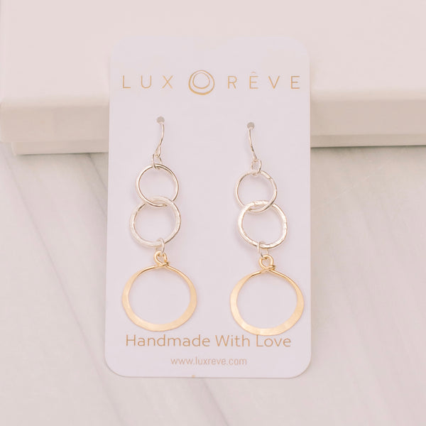 Silver and Gold Dangle Hoops - Lux Reve