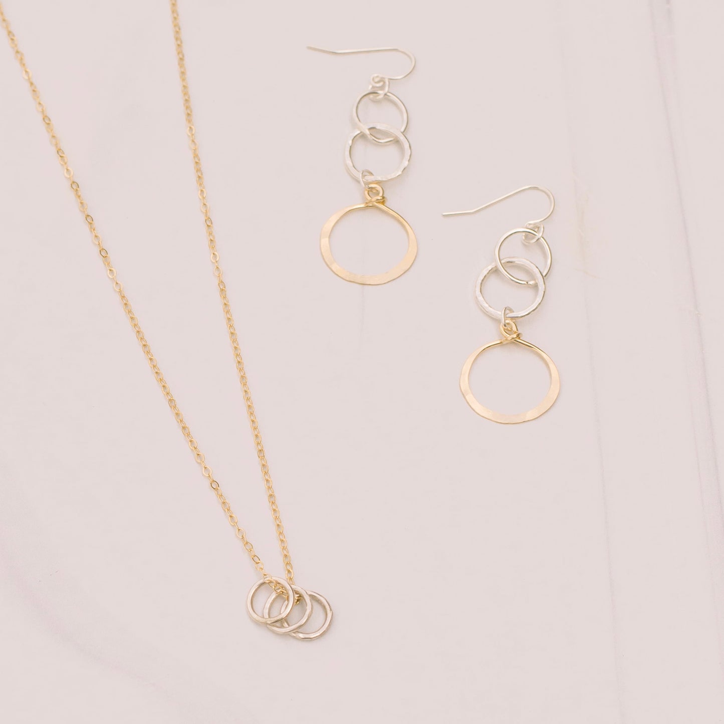 Silver and Gold Dangle Hoops - Lux Reve