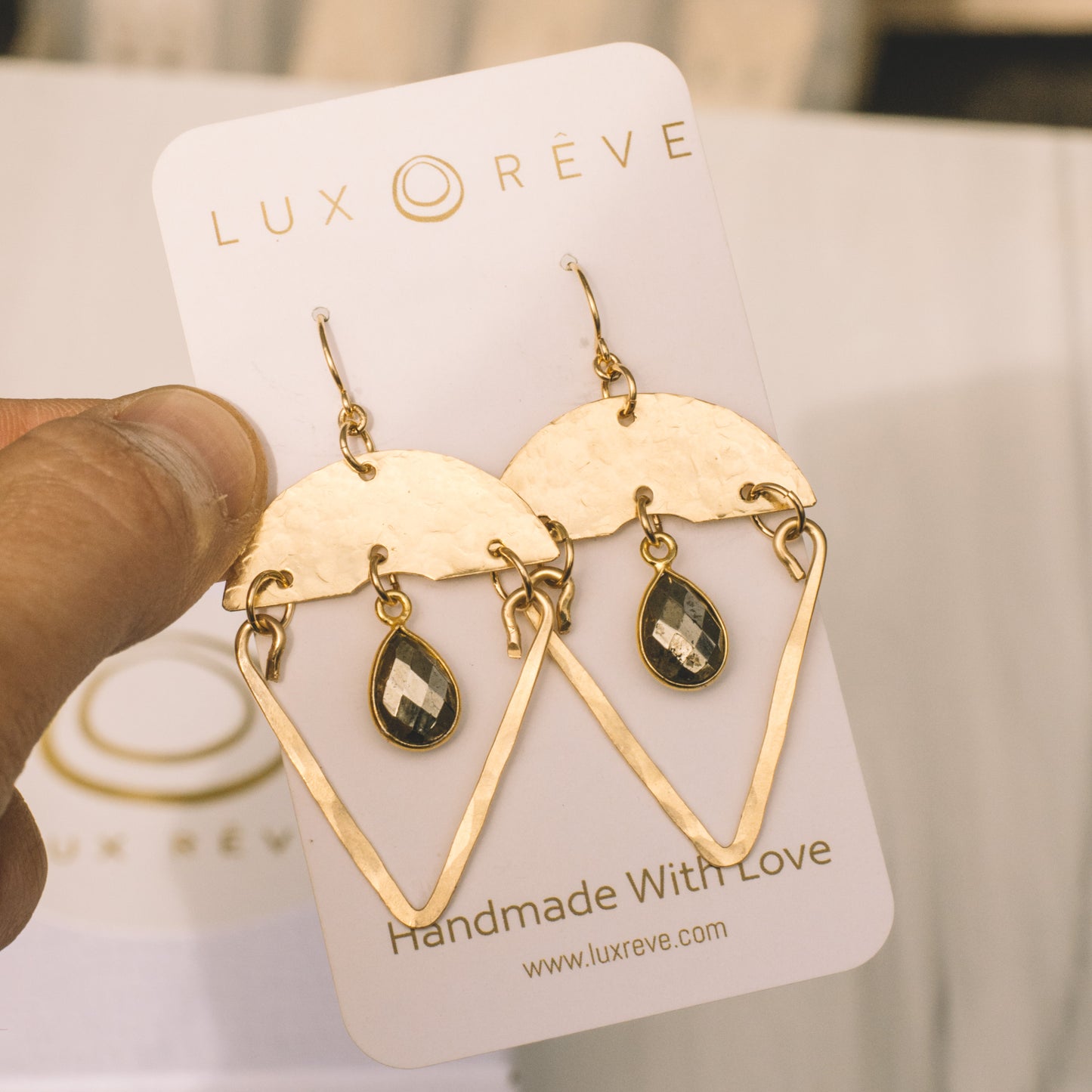Gold Pyrite Boho Statment Earrings - Lux Reve