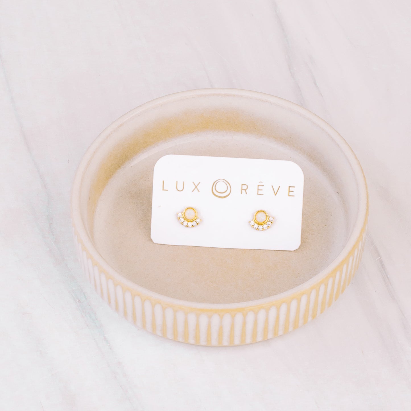 Gold Opal Stud Earrings - Lux Reve
