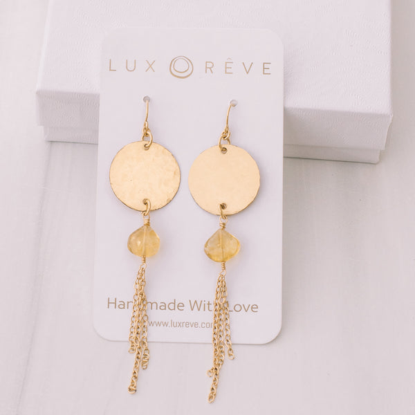 Gold-filled Citrine Tassel Earrings - Lux Reve