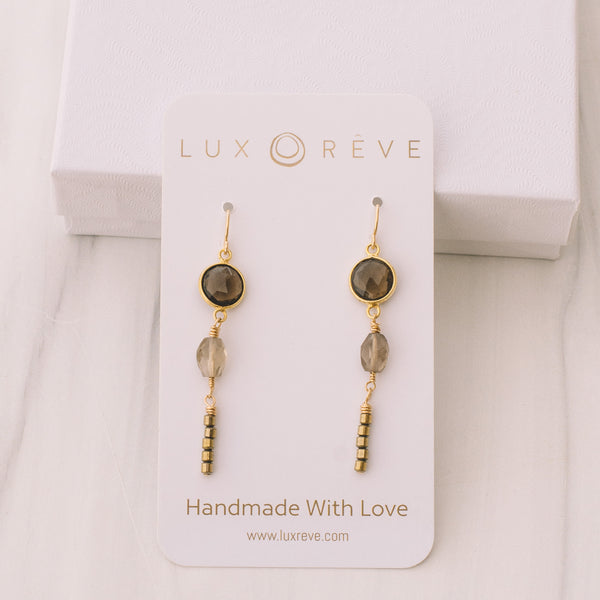 Smoky Quartz and Dyed Hematite Earrings - Lux Reve