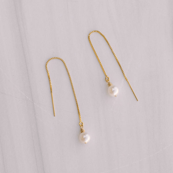 Pearl Gold Threader Earrings - Lux Reve