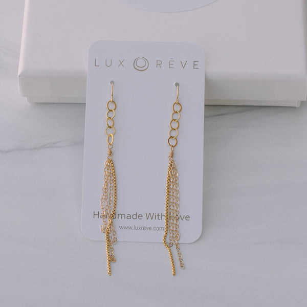 Gold-filled Chain Tassel Earrings - Lux Reve