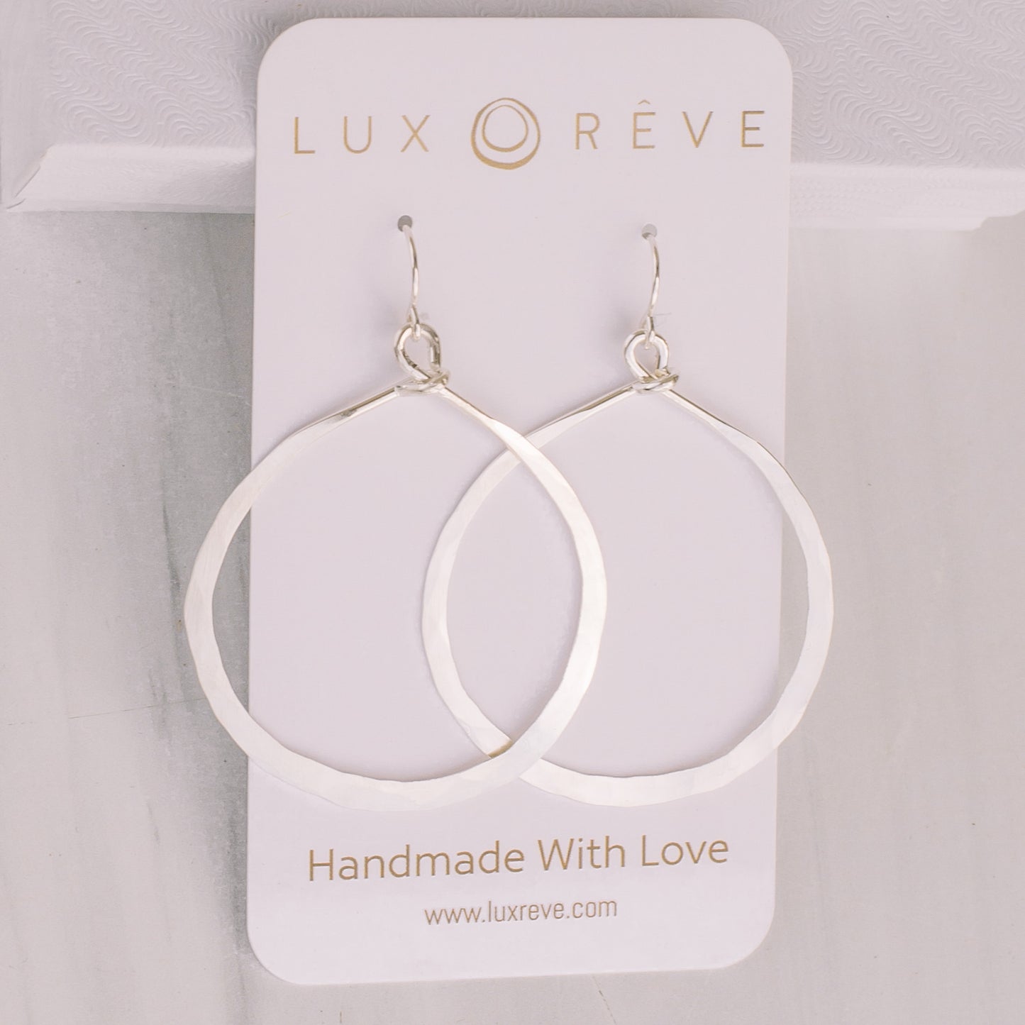 Silver Hammered Hoop Earrings - Lux Reve