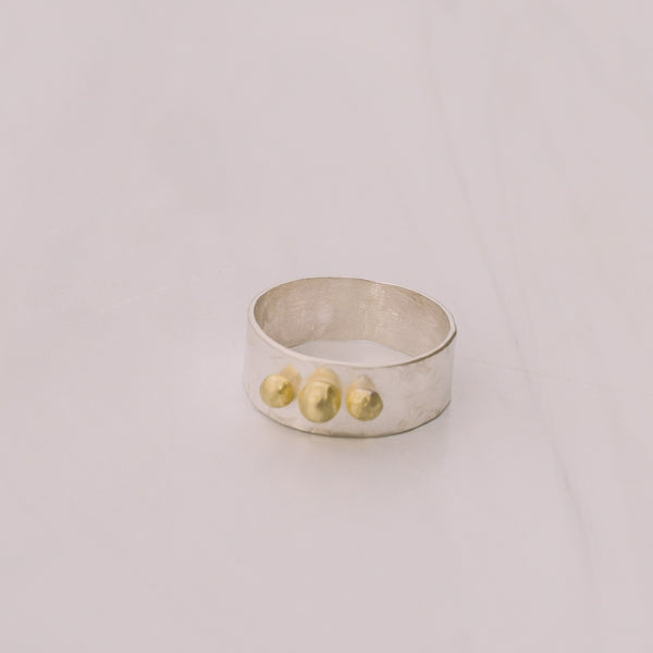 Silver and Brass Beaded Ring - Lux Reve