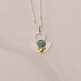 Turquoise Silver and Brass Short Necklace - Lux Reve