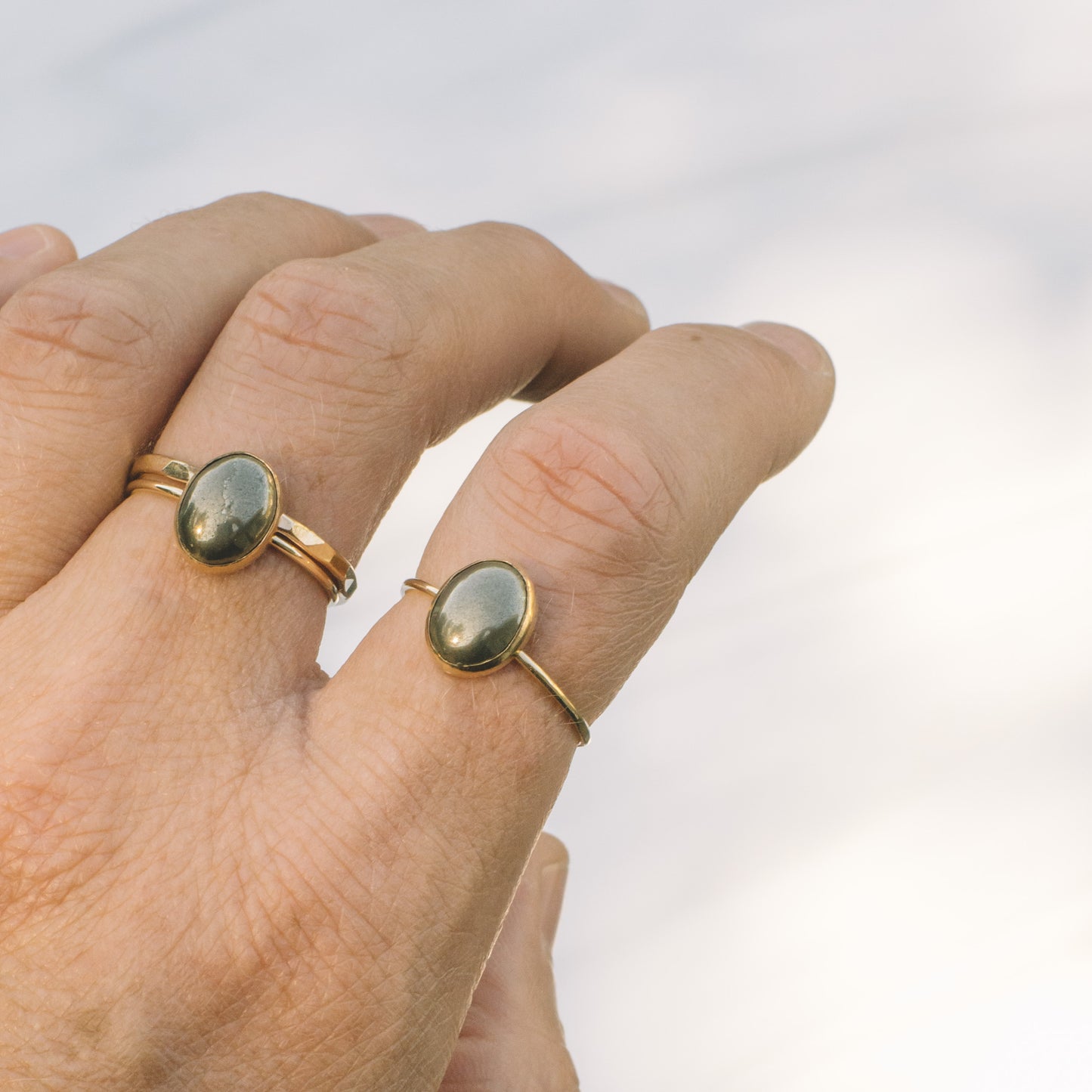 Gold Dainty Pyrite Ring - Lux Reve
