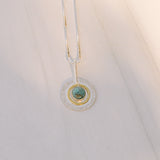 Turquoise Silver and Brass Sundial Necklace - Lux Reve