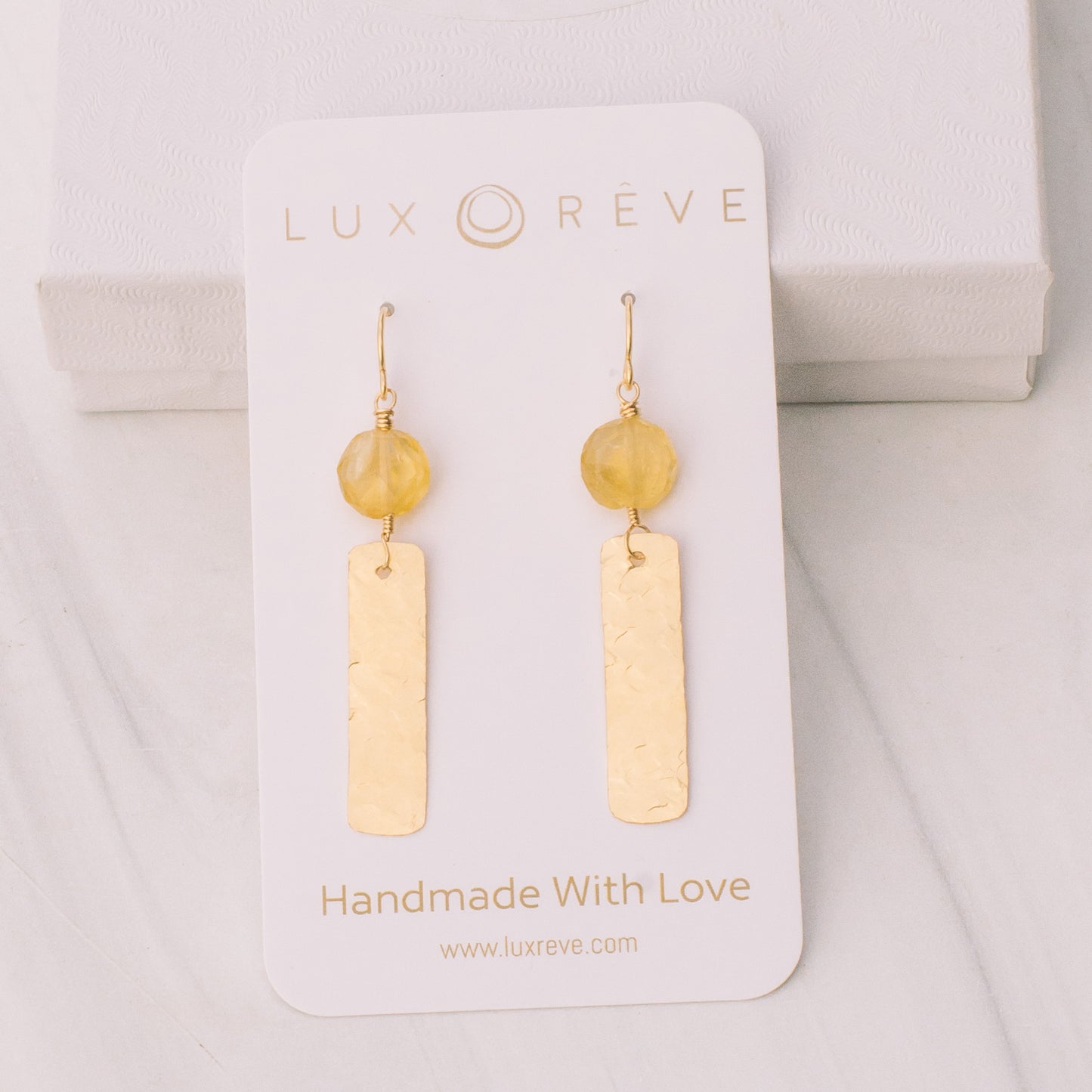 Gold-filled Citrine Bar Earrings - Lux Reve