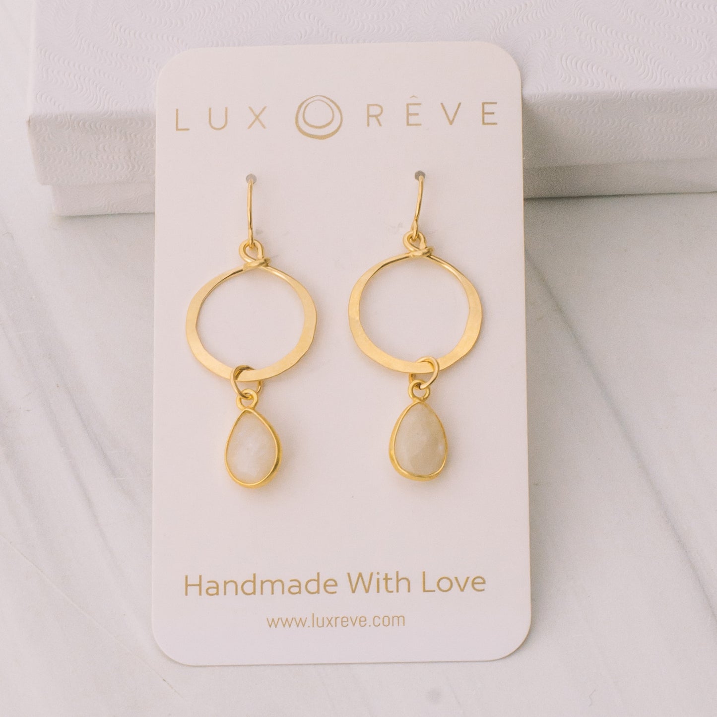 Gold-filled Moonstone Hoop Earrings - Lux Reve