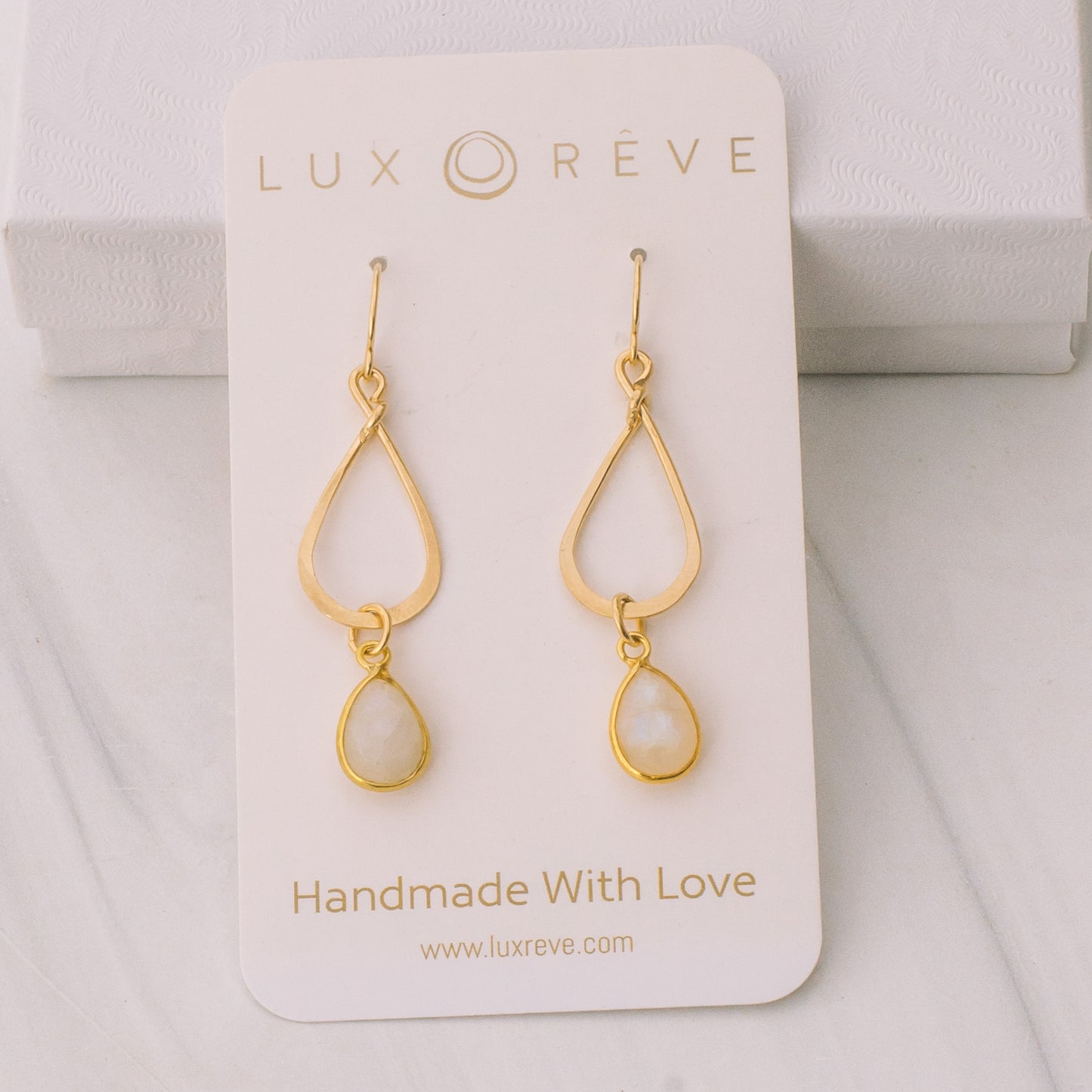 Gold-filled Moonstone Teardrop Earrings - Lux Reve