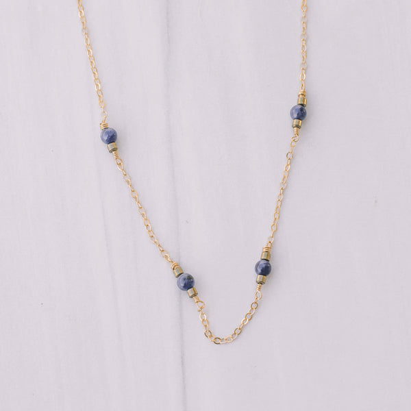 Gold-filled Lapis Beaded Necklace