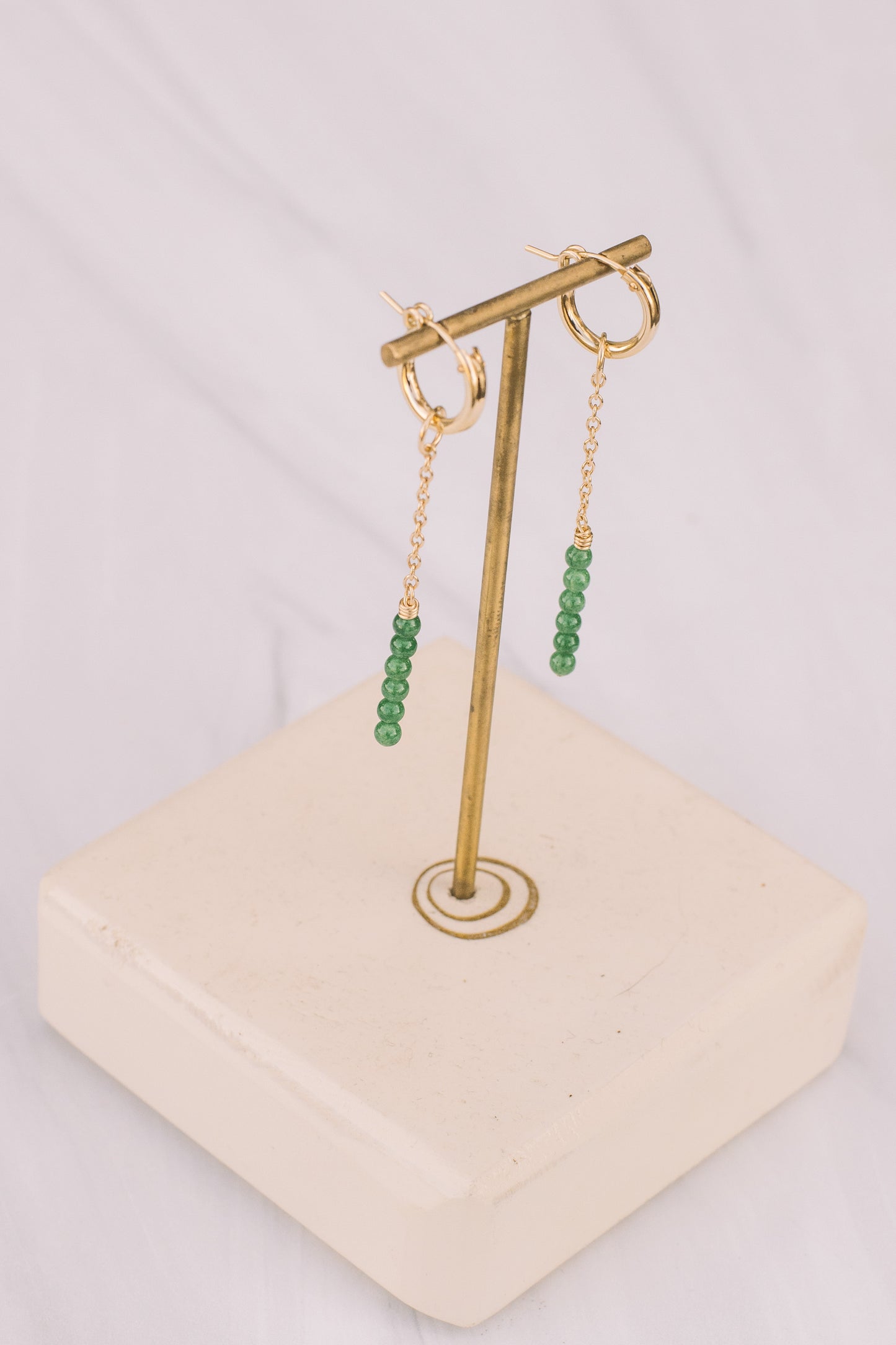 Gold-filled emerald drop earrings