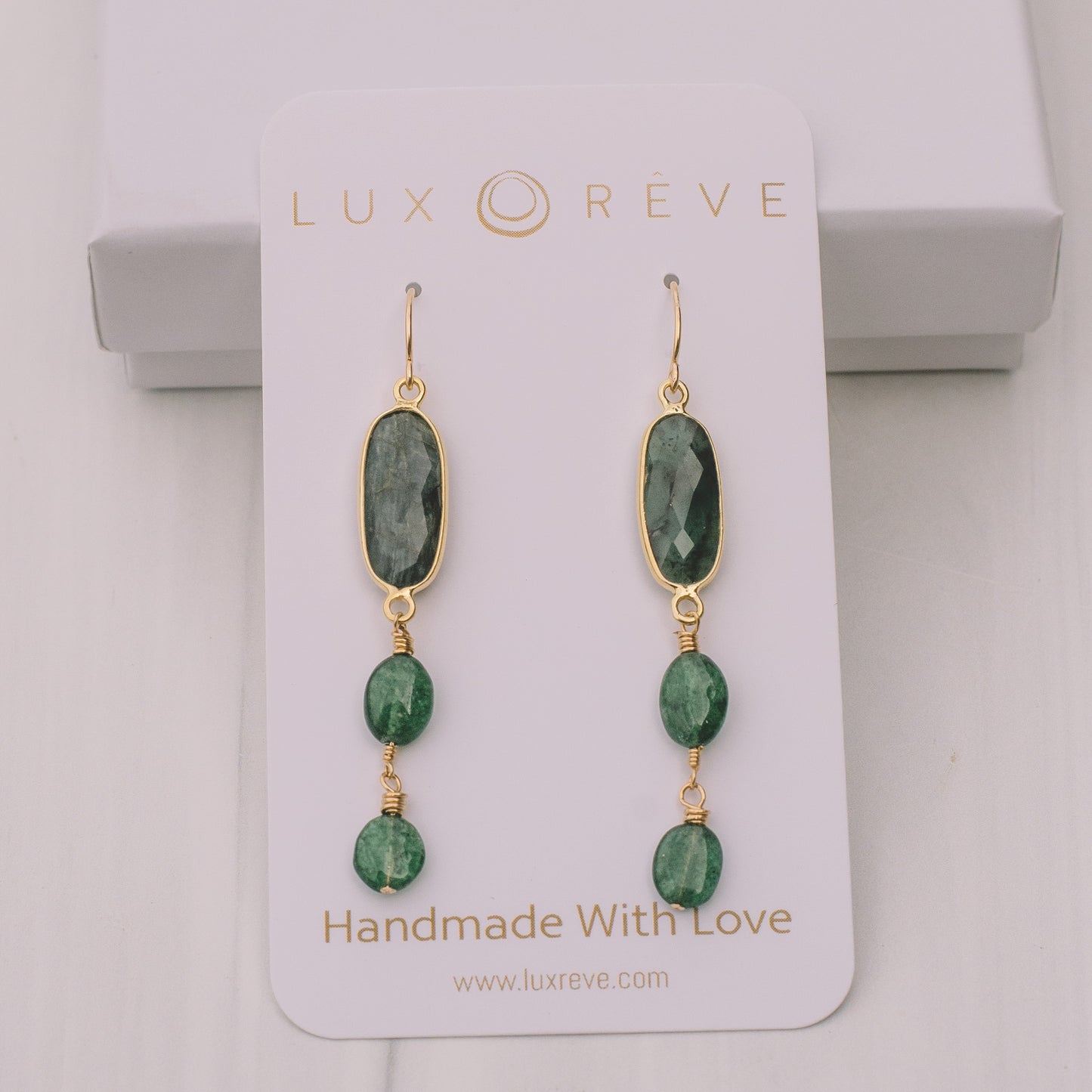 Emerald Dangle Earrings - Lux Reve