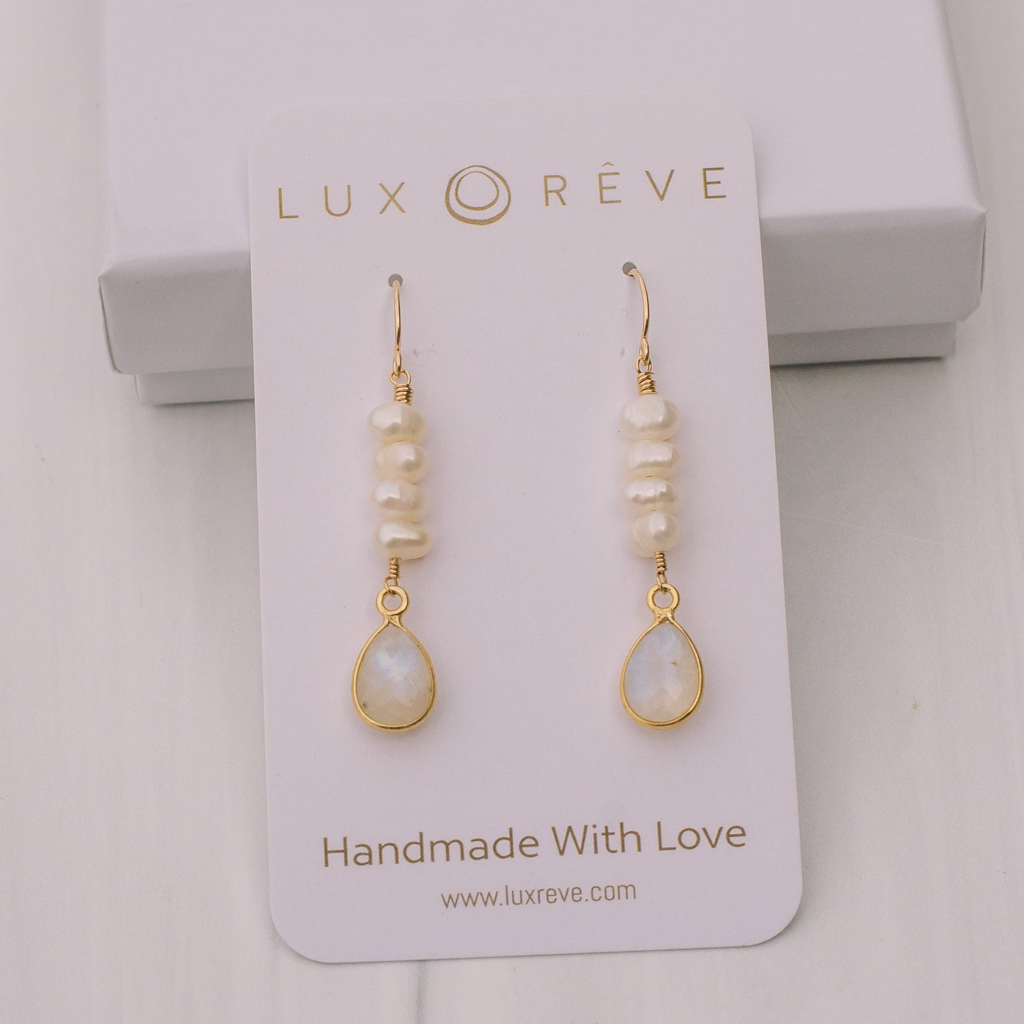 Freshwater Pearls and Moonstone Earrings - Lux Reve