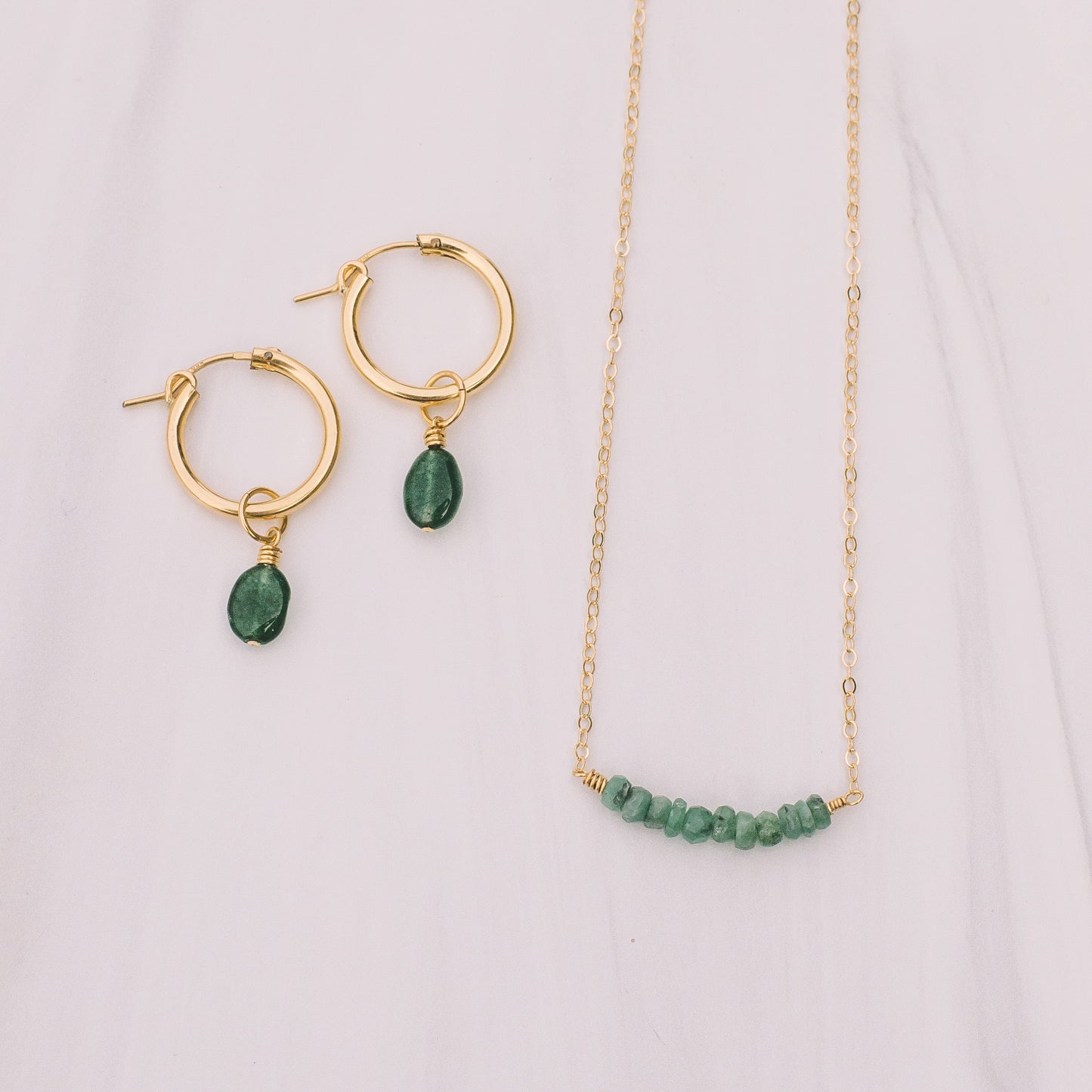 Emerald Earring and Necklace Set - Lux Reve