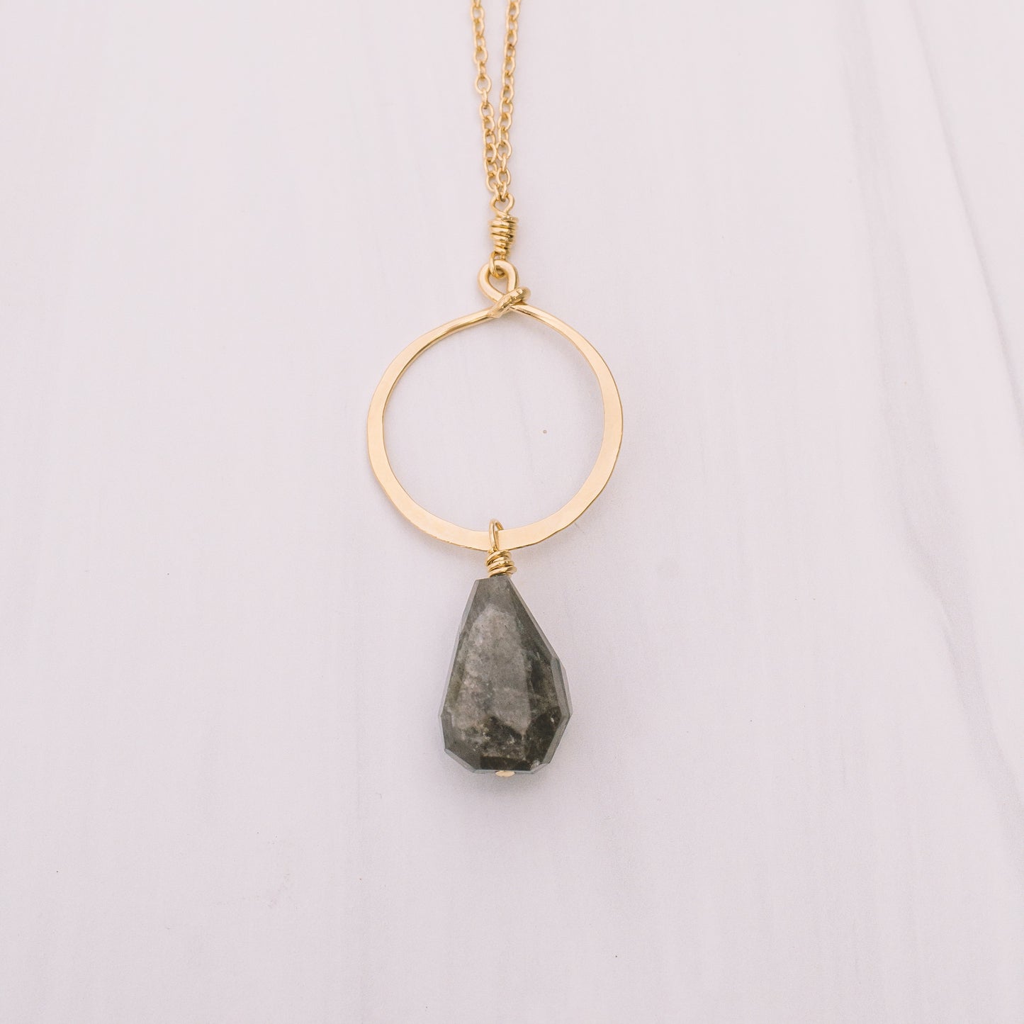 Gold Labradorite Hoop Necklace - Lux Reve