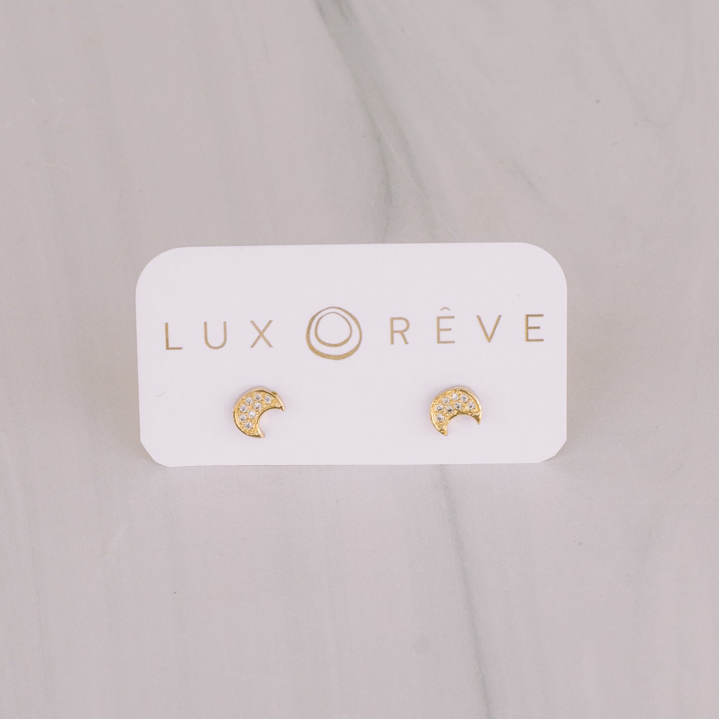 Gold Cresent Moon Stud Earrings - Lux Reve