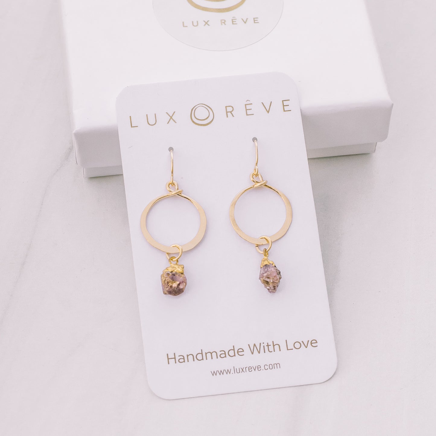 Raw Ruby Mini Hoop Earrings - Lux Reve