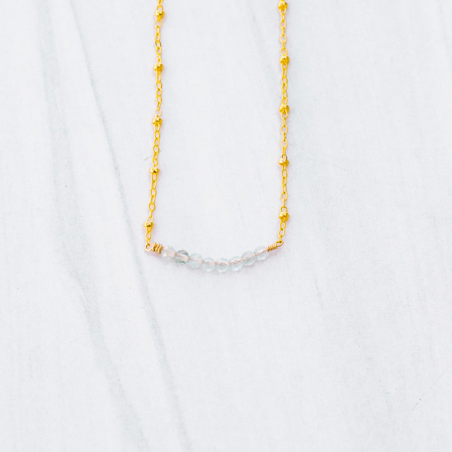 Simple Aquamarine Gemstone Necklace - Lux Reve