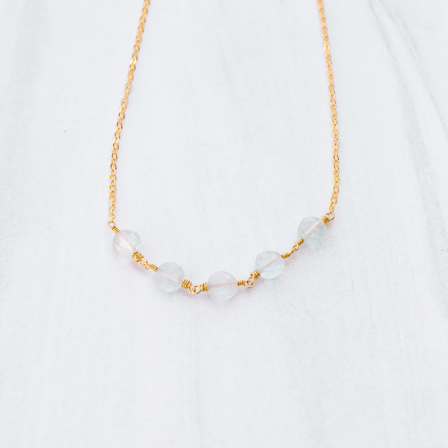 5 Bead Aquamarine Necklace - Lux Reve