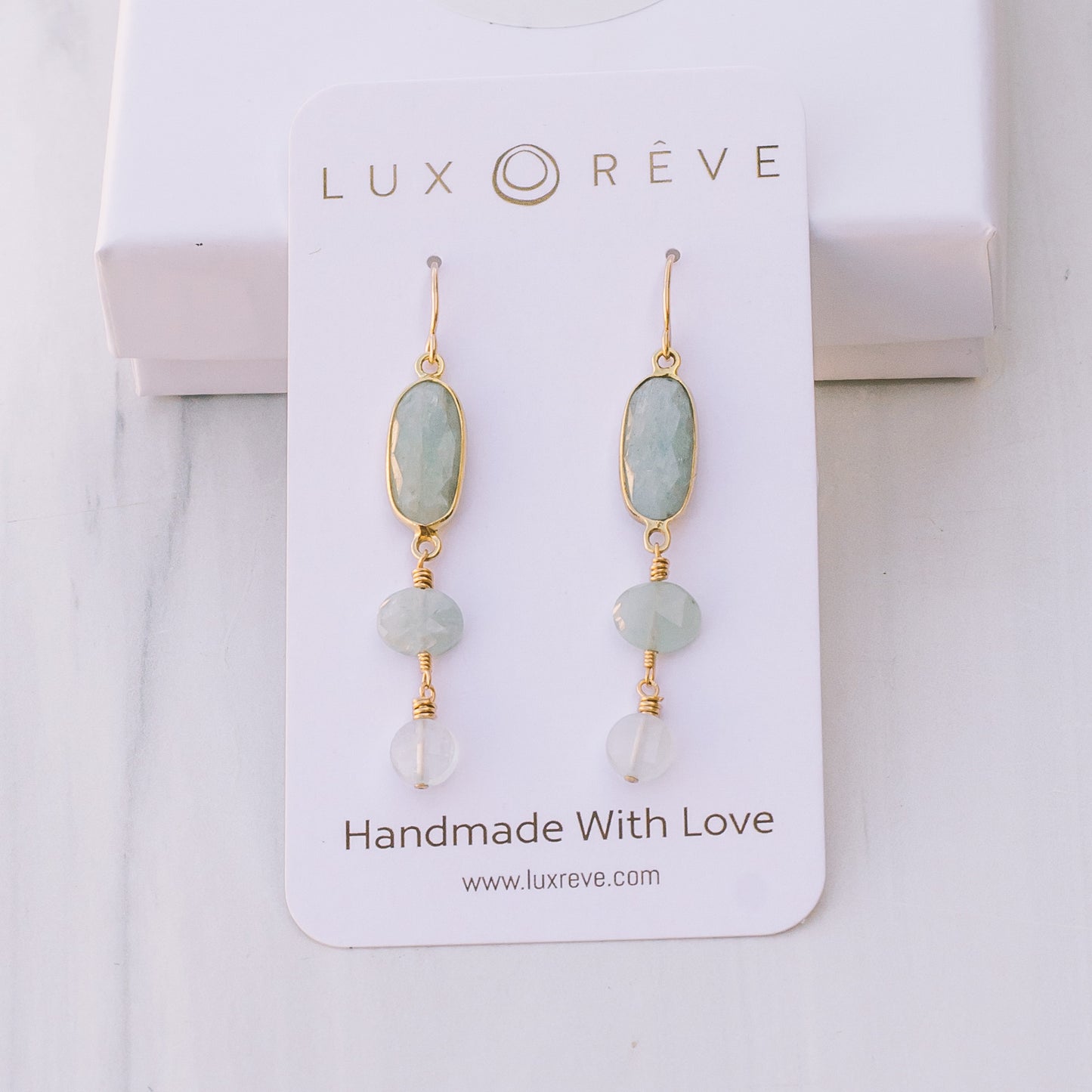 Aquamarine Gold Bezel Earrings - Lux Reve