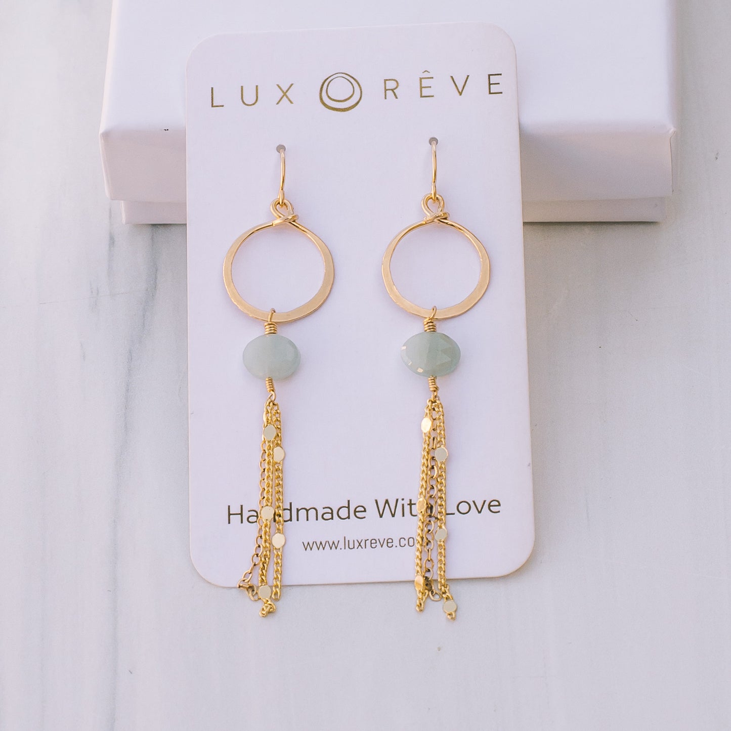 Aquamarine Tassel Earrings - Lux Reve