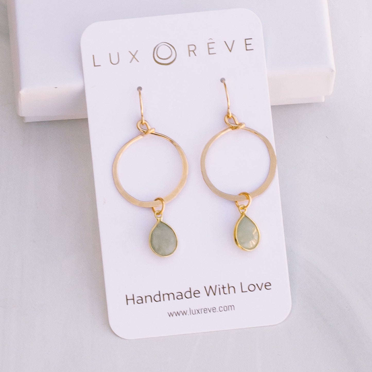 Gold Aquamarine Hoops - Lux Reve