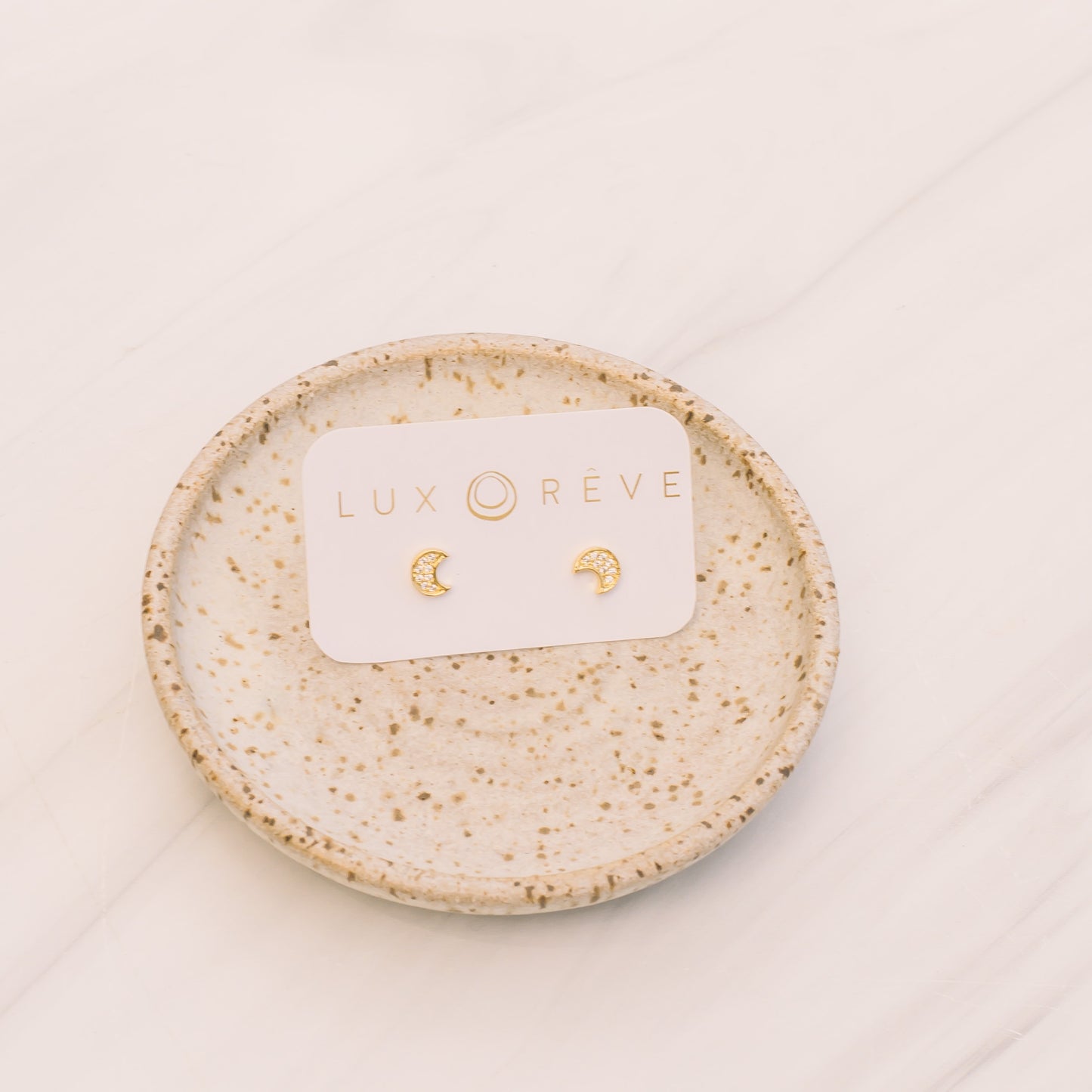 Gold Cresent Moon Stud Earrings - Lux Reve