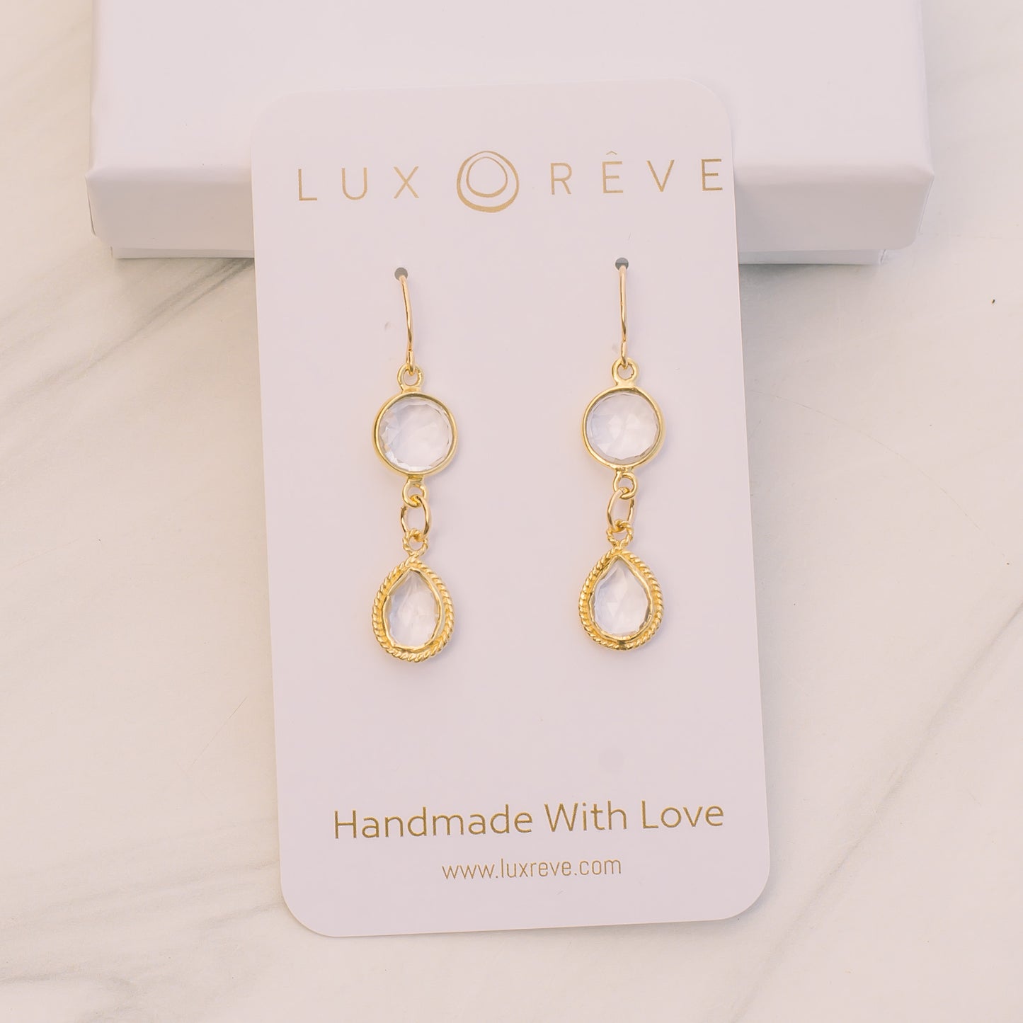 Gold Bezel Crystal Earrings - Lux Reve