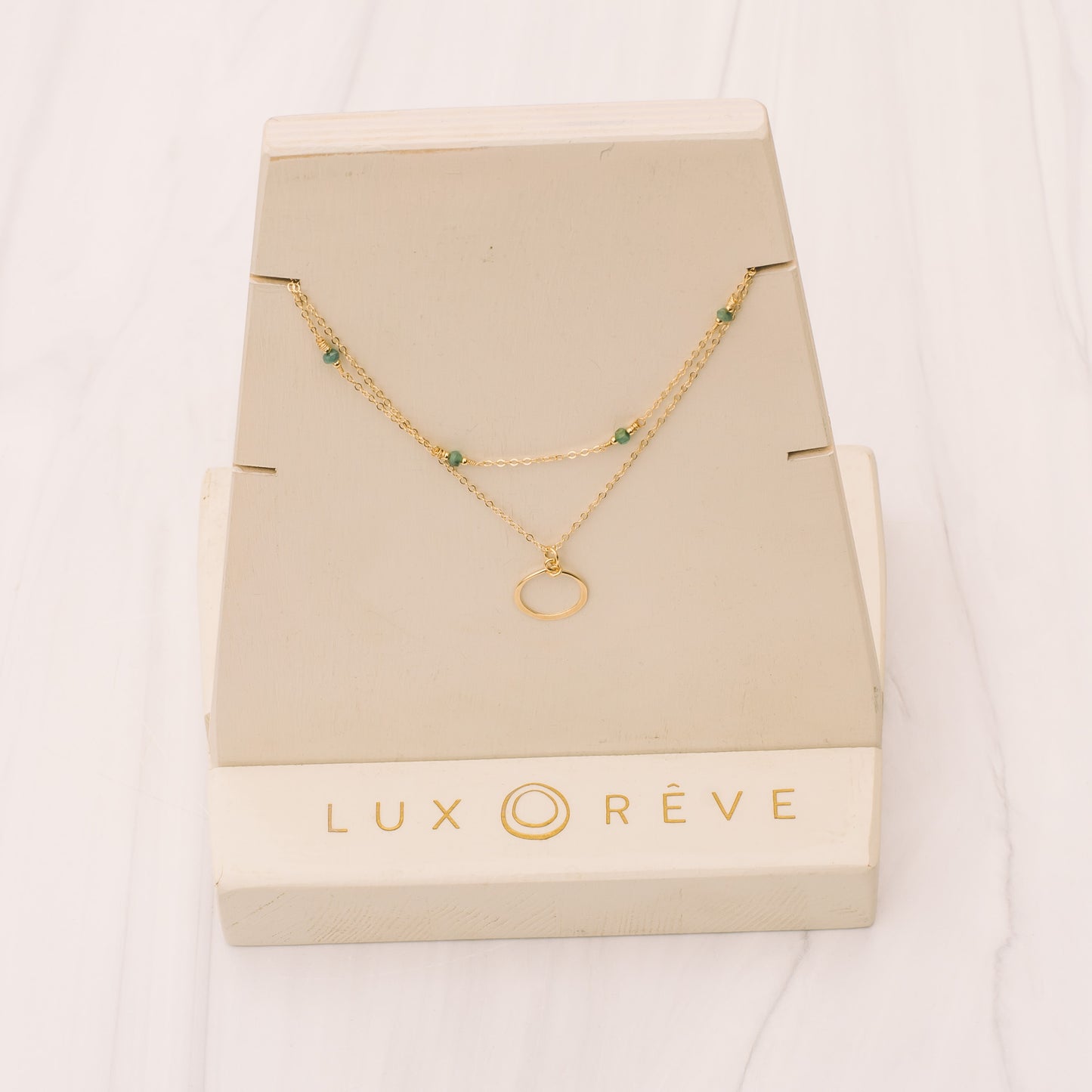 Gold Emerald Short Necklace - Lux Reve