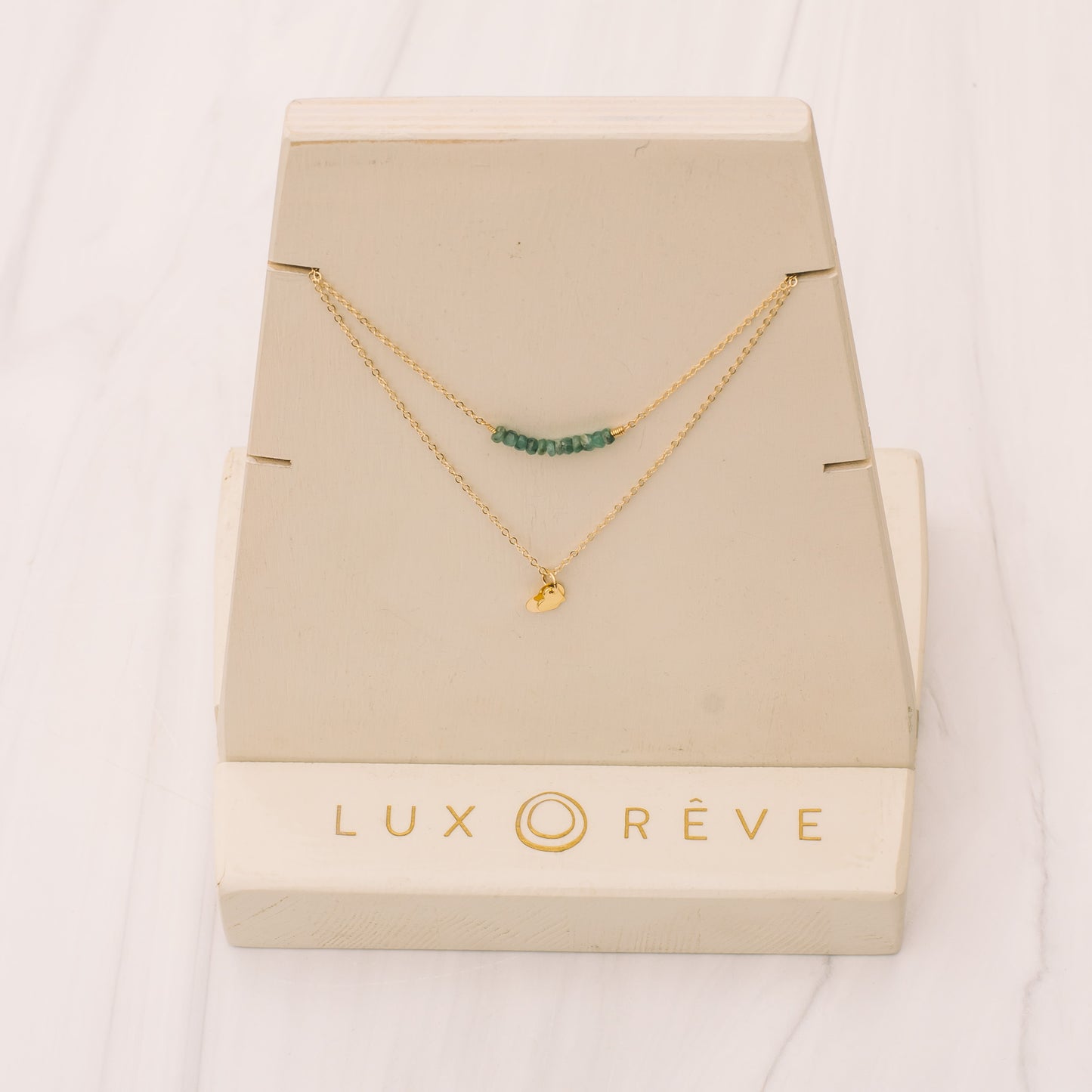 Dainty Emerald Gold Necklace - Lux Reve