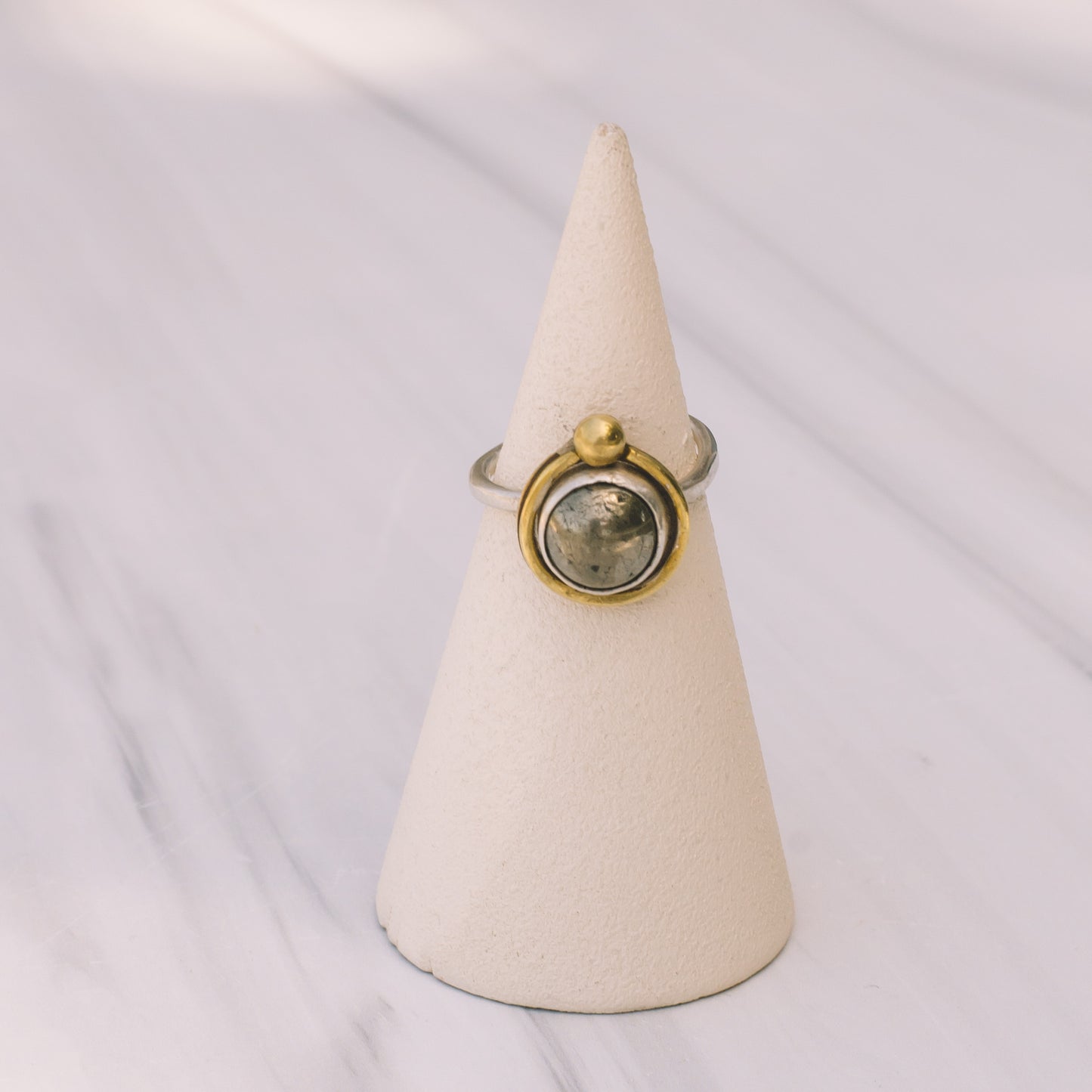 Pyrite Silver and Brass Ring - Lux Reve