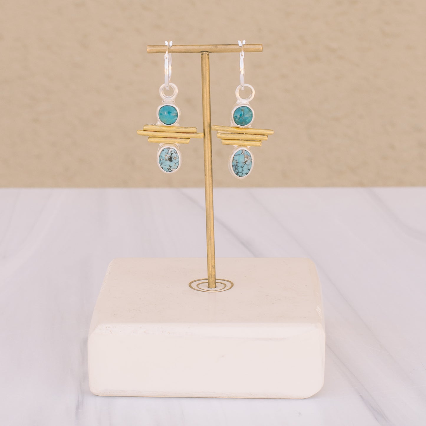 Mixed Metal Turquoise Earrings - Lux Reve