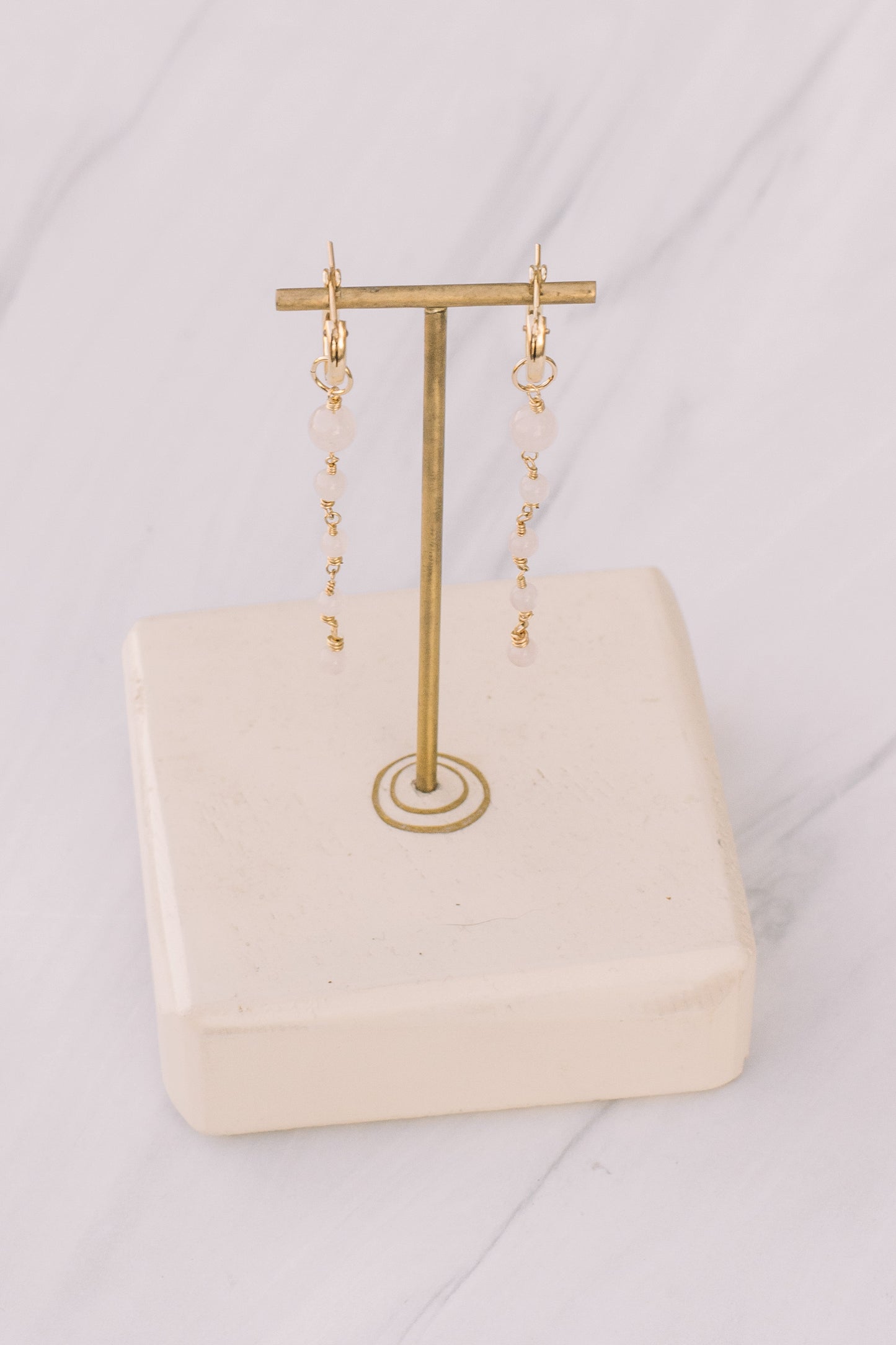 Gold-filled Rose Quartz dangle earrings
