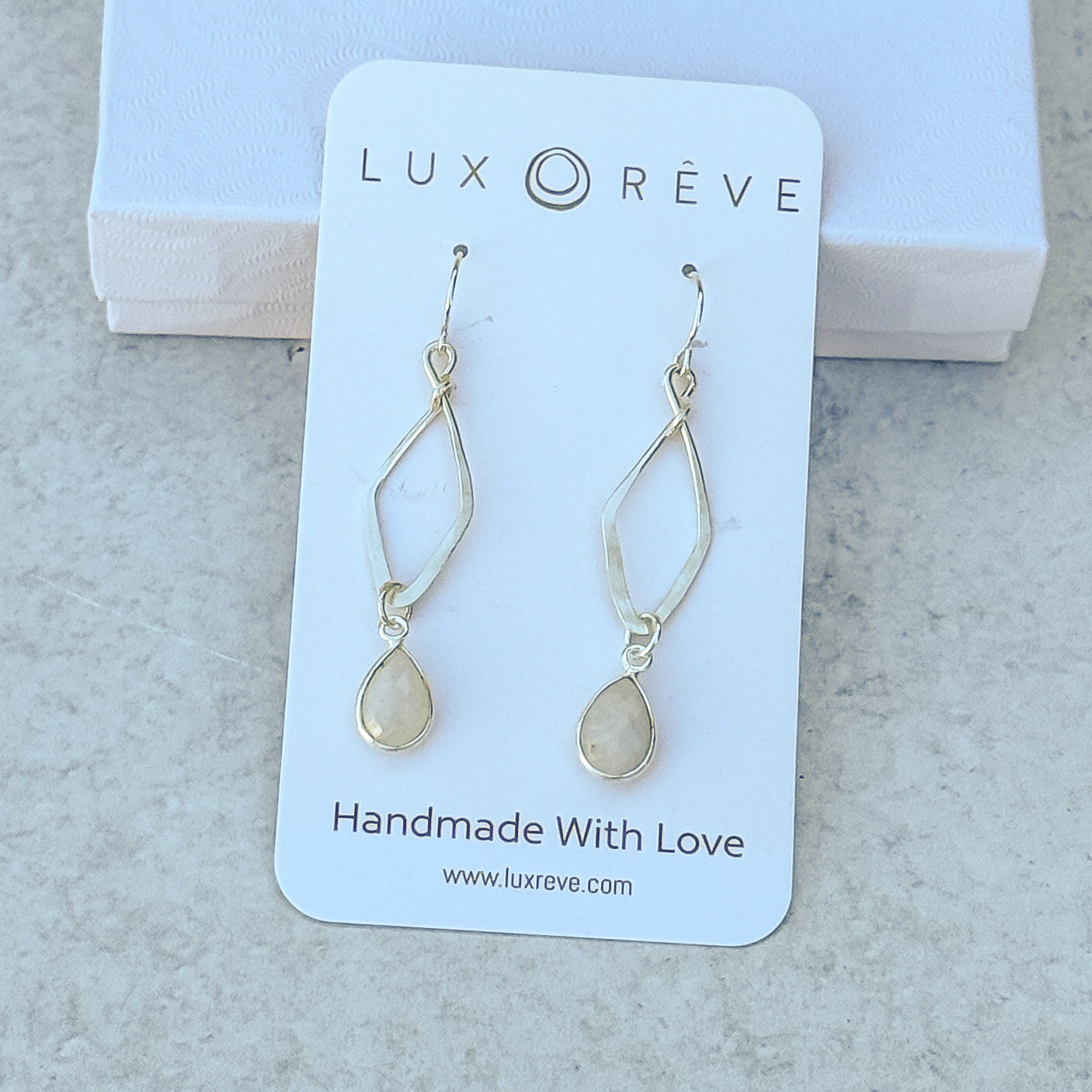 Silver Diamond Moonstone Earrings