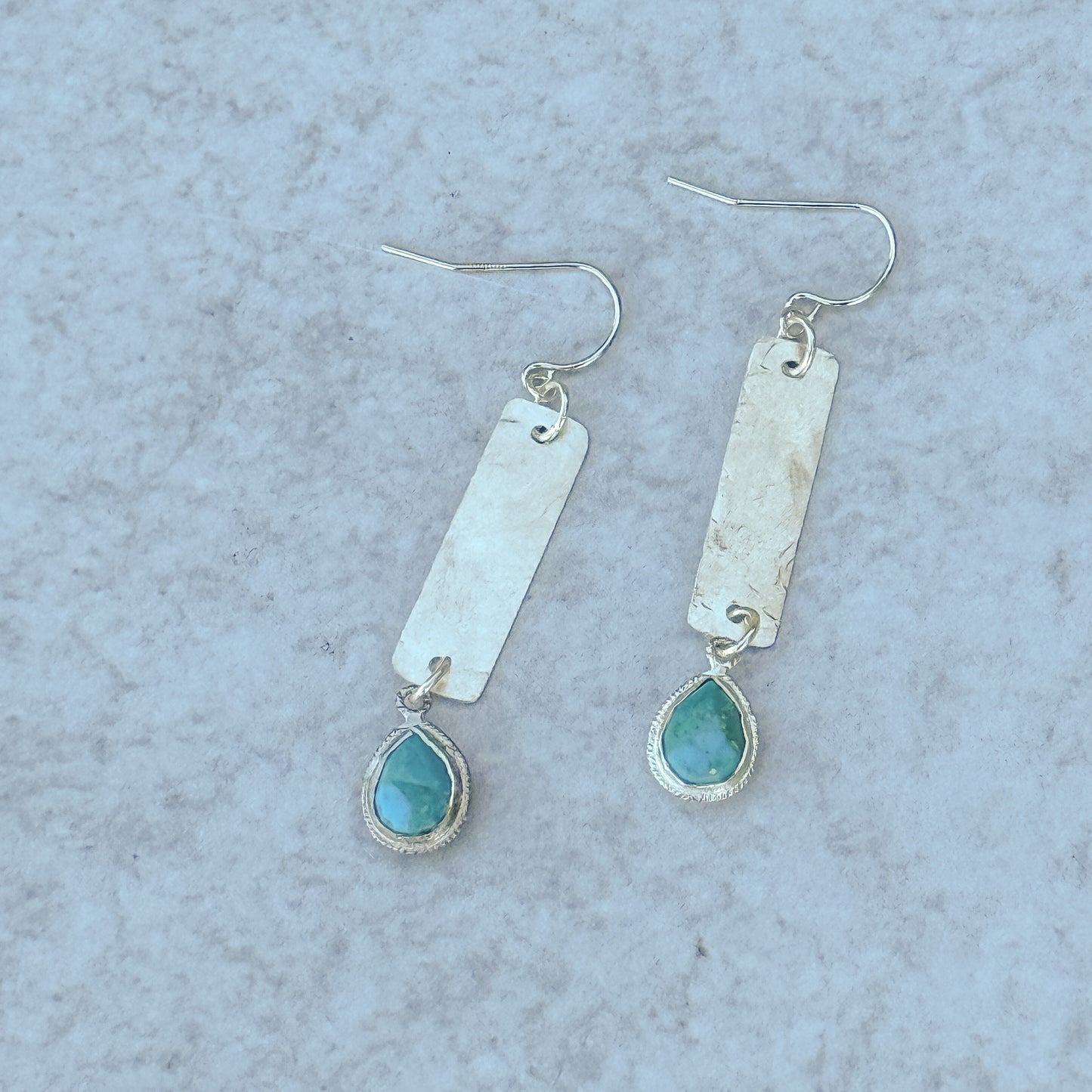 Silver Turquoise Bar Earrings - Lux Reve