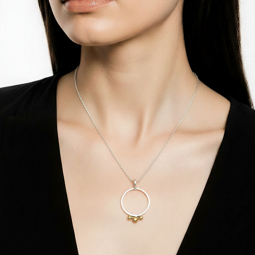 Silver and Brass Statement Short Necklace - Lux Reve
