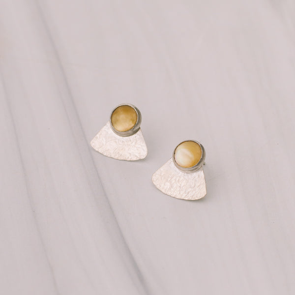 Sterling Silver Golden Shell Studs - Lux Reve