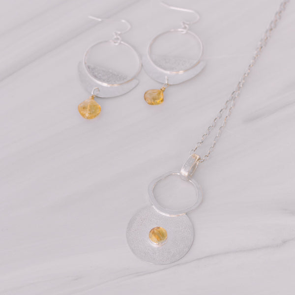 Citrine Sterling Silver Textured Necklace - Lux Reve