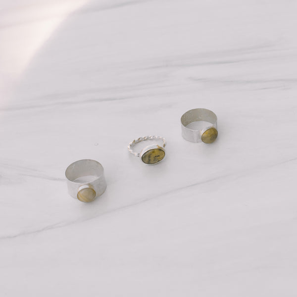 Yellow Agate Sterling Silver Rings - Lux Reve